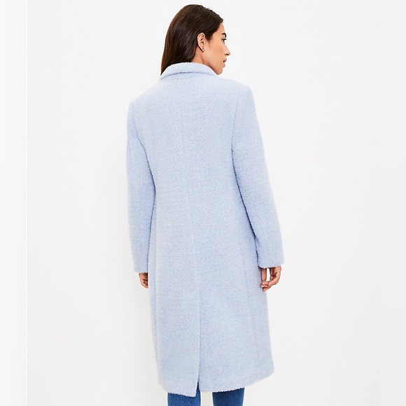 LOFT Cozy Herringbone Coat Cotton Blue Size XXS - Picture 3 of 15